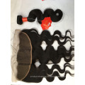 Meilleure vente original cheveux humains remy vierge cheveux corps vague péruvienne frontal cheveux